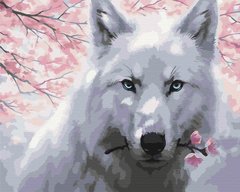 Картина за номерами: Вовк з квітами зображення 1