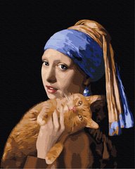 Картина по номерам: Девушка с рыжим котом фото 1