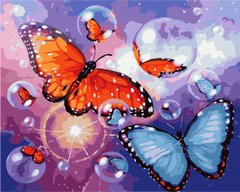 Картина по номерам: Бабочки с пузырьками фото 1