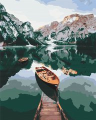 Картина по номерам: Лодка на зеркальном озере фото 1